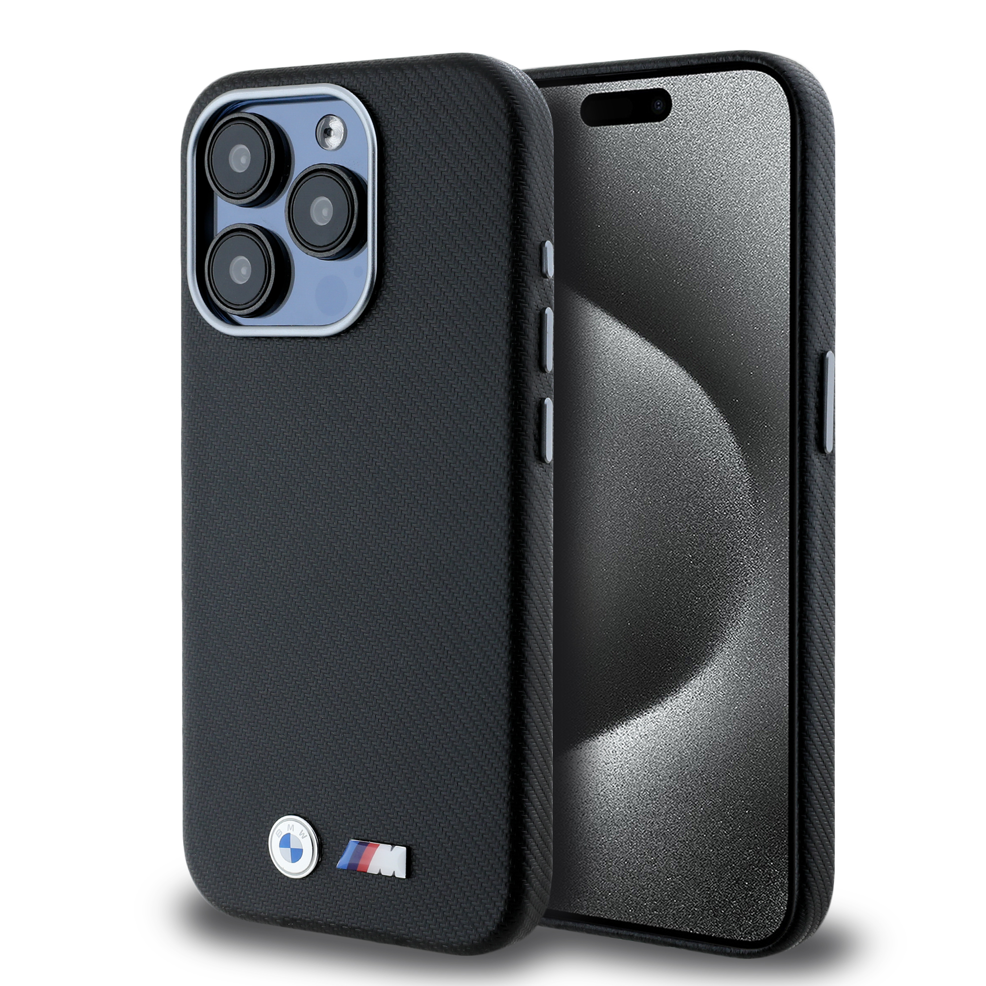 CASE BMW SERIE M CARBON FULL BLACK METAL IPHONE 15 PRO