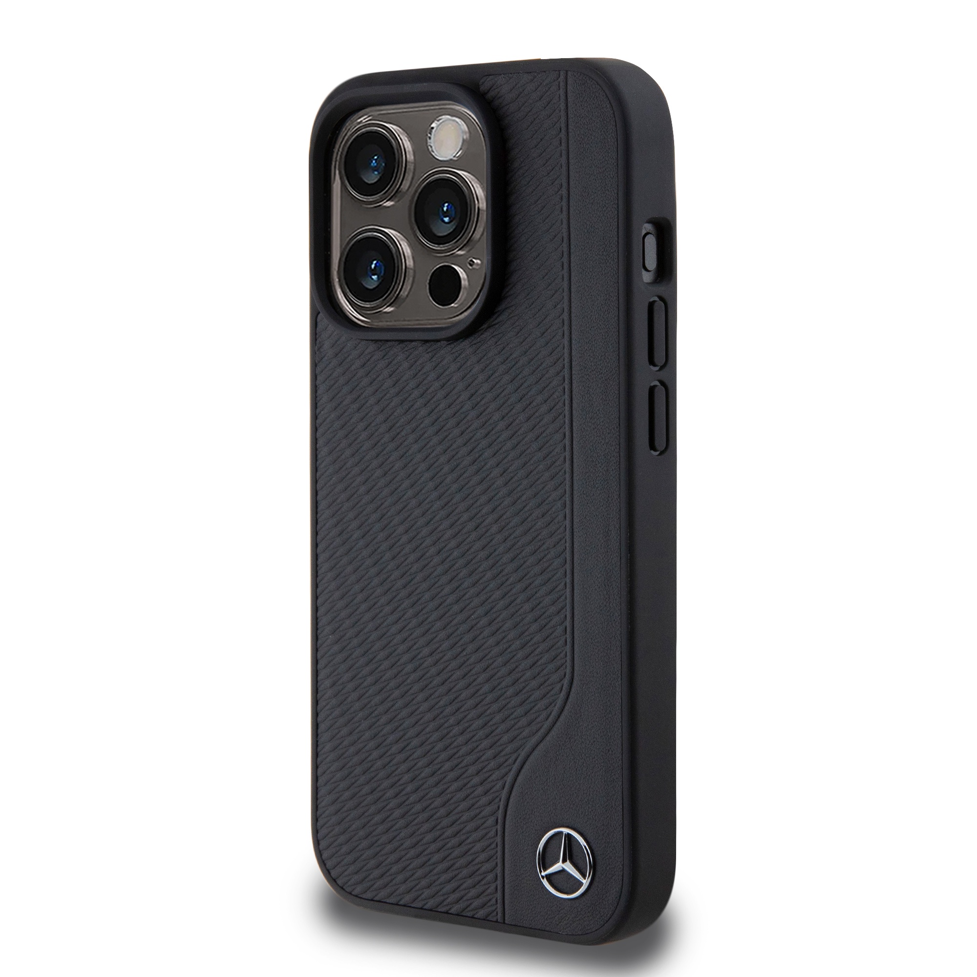 CASE MERCEDES LEATHER WOOD MAGSAFE BLACK IPHONE 15 PRO MAX