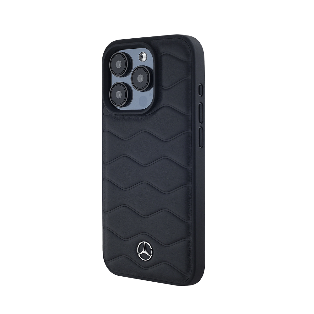 CASE MERCEDES LEATHER BLACK WAVE IPHONE 15 PRO