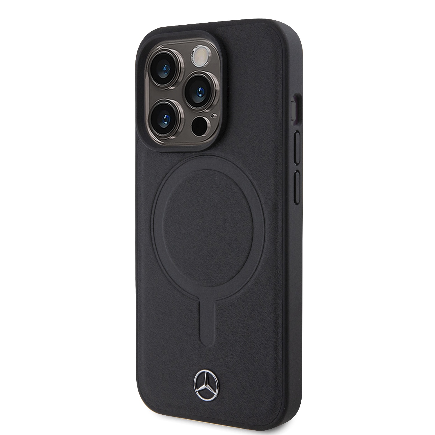 CASE MERCEDES LEATHER LUXURY SAFE MAGSAFE BLACK IPHONE 15 PRO